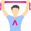 Illustration of a person holding a thera-band over their head